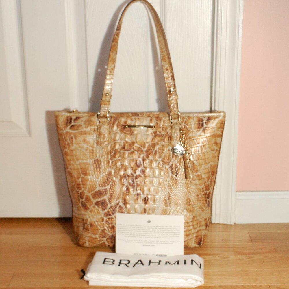 NWT Brahmin Asher Melbourne Tote Handbags Camel Safari